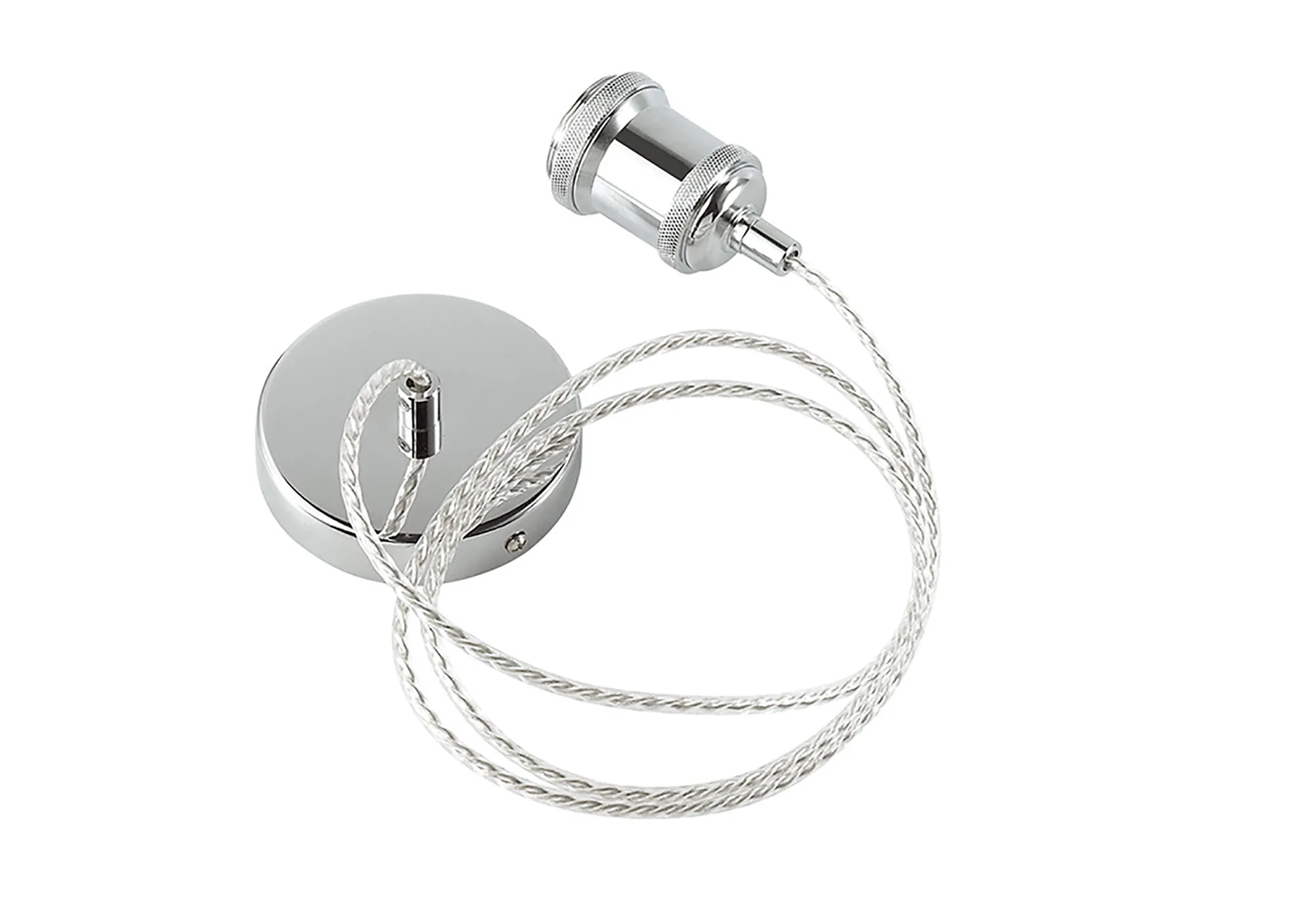 Dreifa 1.5m Single Pendant, 1 x E27, Polished Chrome/Clear Twisted Cable (Maximum Load 1.5kg) D0173  Deco Dreifa Pendant